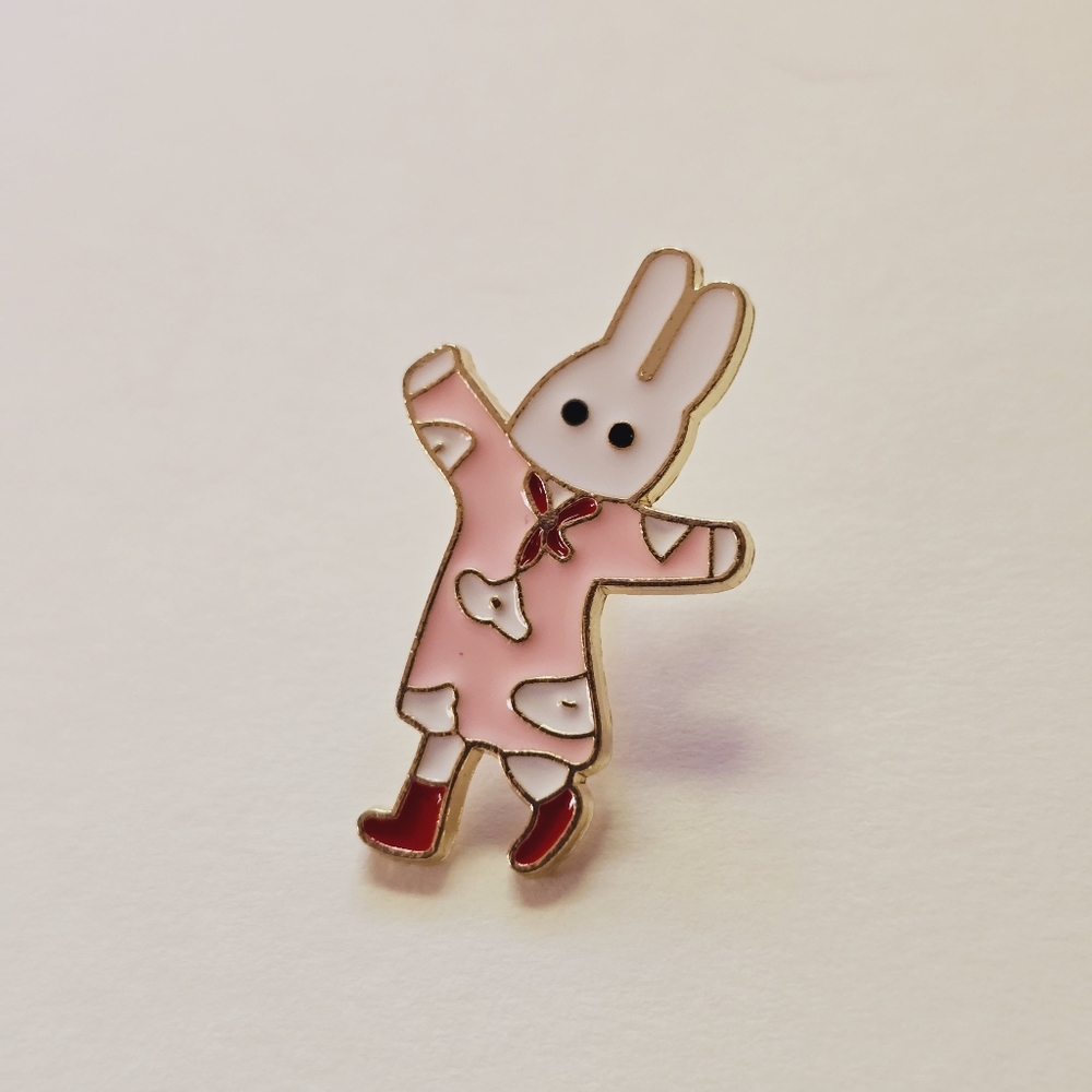 White Rabbit in Pink Pajamas Pin